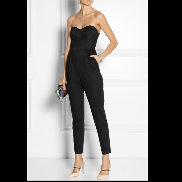 Wool Lace details strapless Sleeveless tube romper evening Cocktail jumpsuit